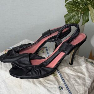 Seychelles leather Black Slingback Heels 10
